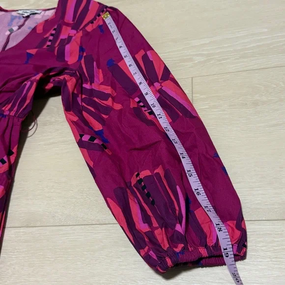 CELINA MOON Pink and Purple Patterned Long Sleeve Midi Dress NEW - Picture 9 of 9